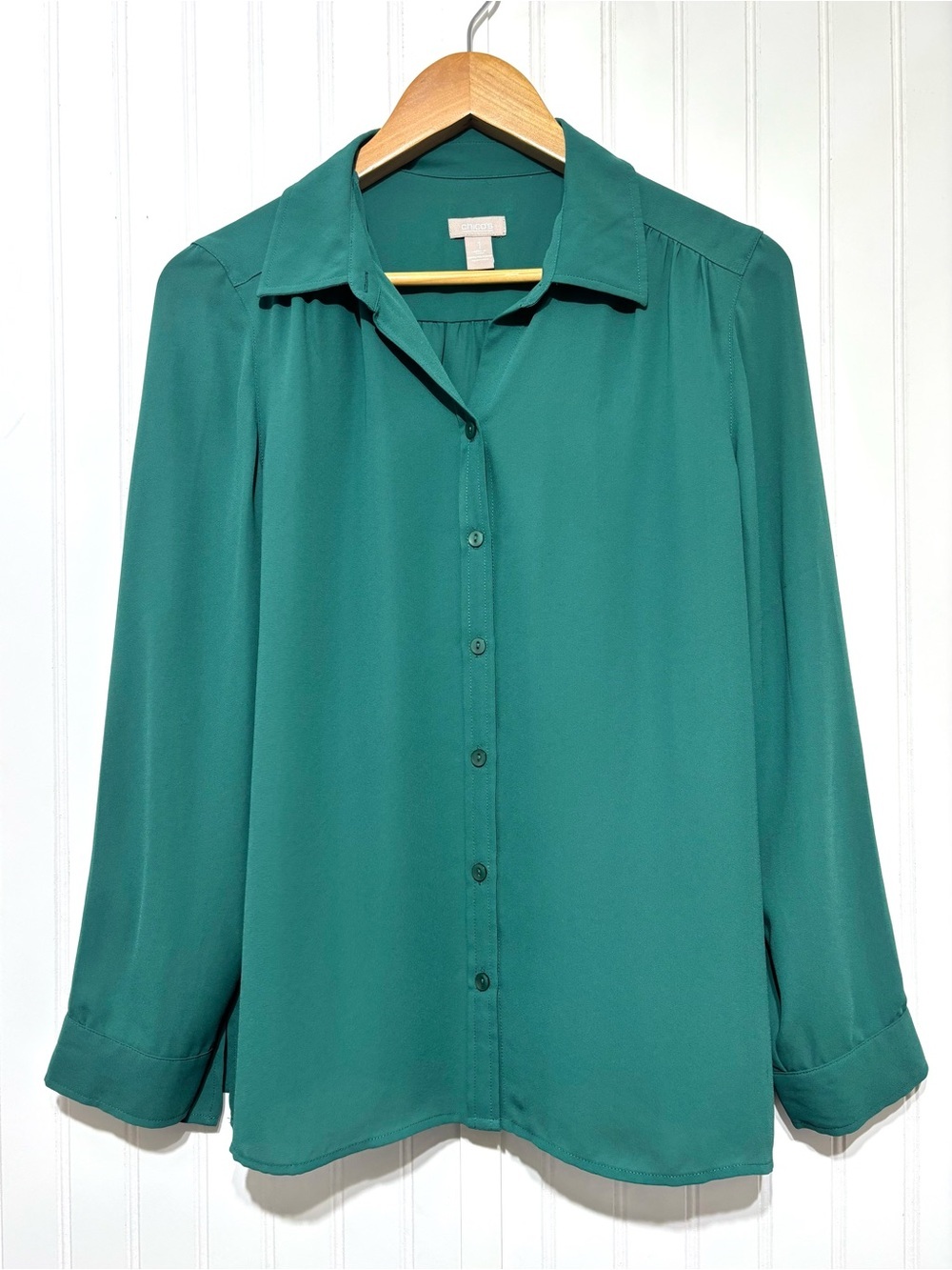 Chico’s Button Front Long Sleeve Blouse Top Size M Chico’s 1 Career Office